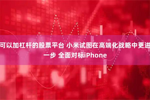 可以加杠杆的股票平台 小米试图在高端化战略中更进一步 全面对标iPhone